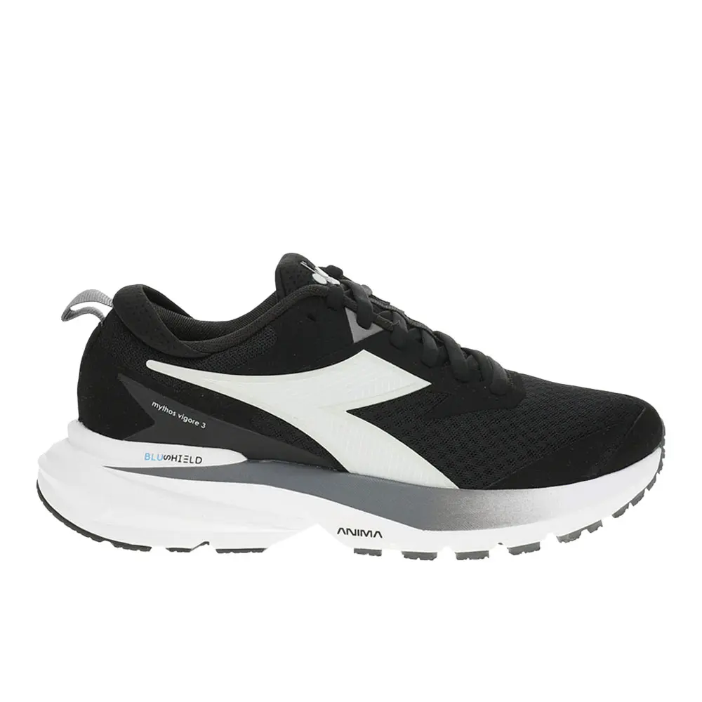 diadora Mens Mythos Blushield Vigore 3 Wide Running Sneakers Shoes - Black, White
