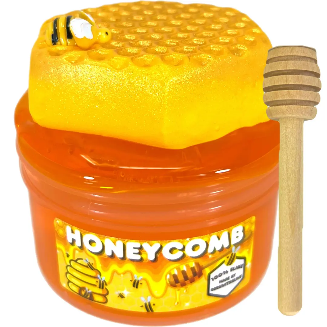 Honeycomb 8oz Coated Clear Slime with Honeycomb DIY Clay Scented Vanilla Honey Includes Wooden Dipper