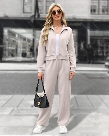 WIHOLL Lounge Sets for Women 2025 Sweatsuit 2 Piece Outfits Sweatshirt Wide Leg Sweatpant Tracksuit Matching Set SpringStatements