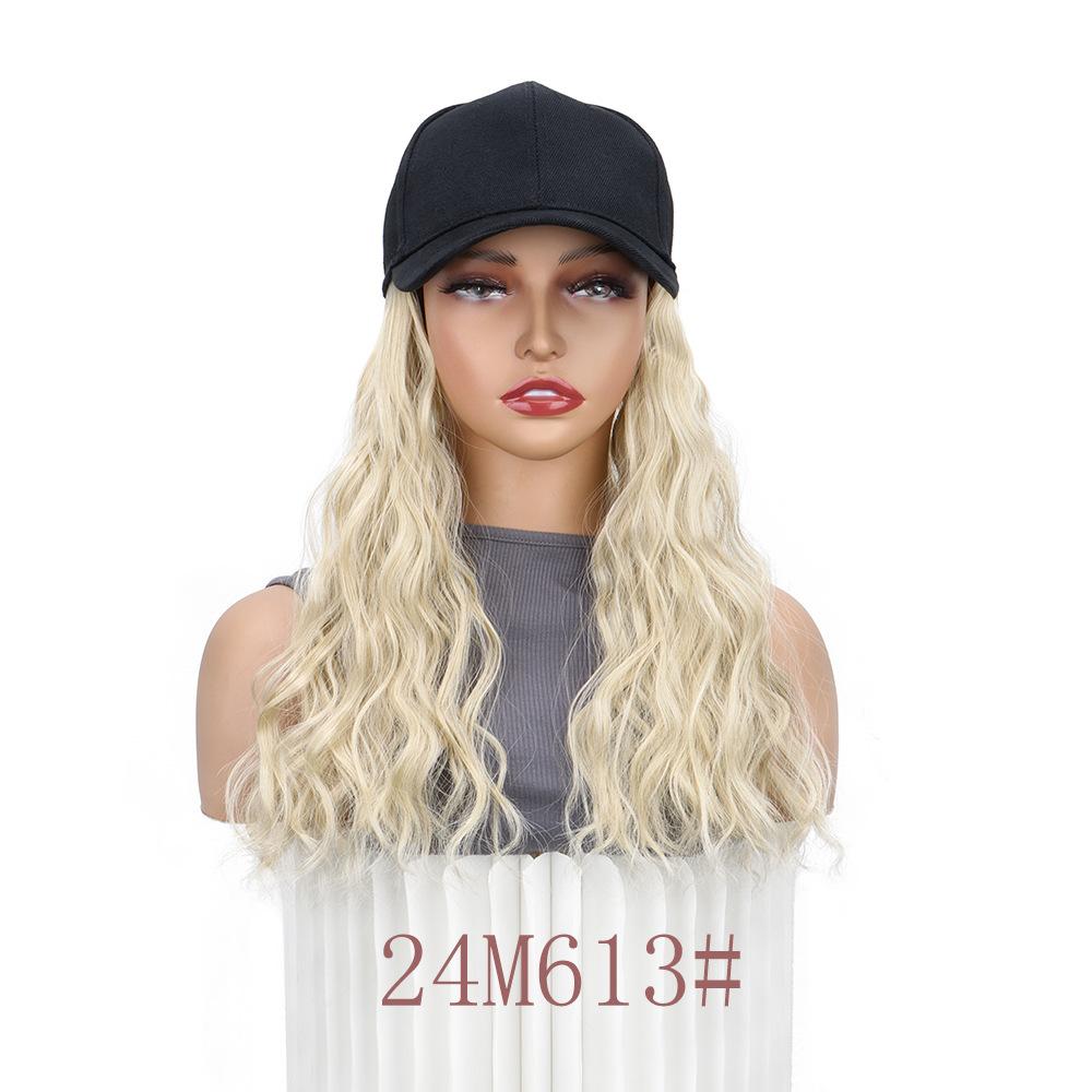 17.7inch Bob Hair With Baseball CapWave Curly Hair Hat Short SyntheticHair Extensions For Women
