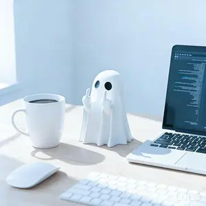 Funny Middle Finger Spooky Statue,Cutest Halloween Ghost Resin Figurines, Perfect Sculpture for Halloween Table Shelf Office Desktop Home Garden Decoration