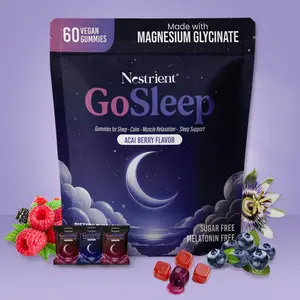 GoSleep Melatonin-Free Nighttime Gummies – Dual Formula A + B with Magnesium Glycinate, GABA, L-Theanine & 5-HTP, Acai Berry Center-Filled, 60 Gummies