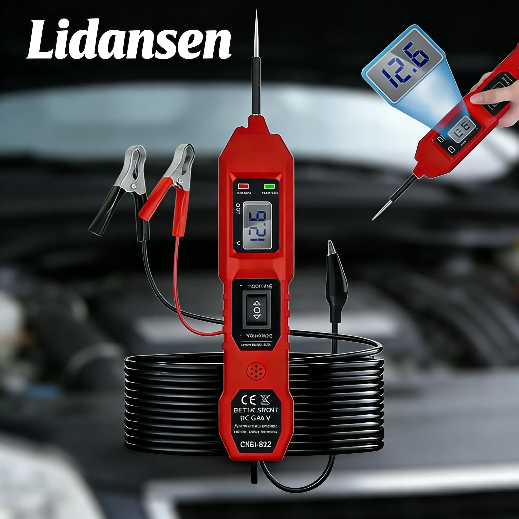 Power Circuit Probe Tester, 3.5V-36V DC Automotive Diagnostic Tool with LED Test Light, HD LCD Readout, Overload Protection, Short Circuit Finder, 14.7FT Cable