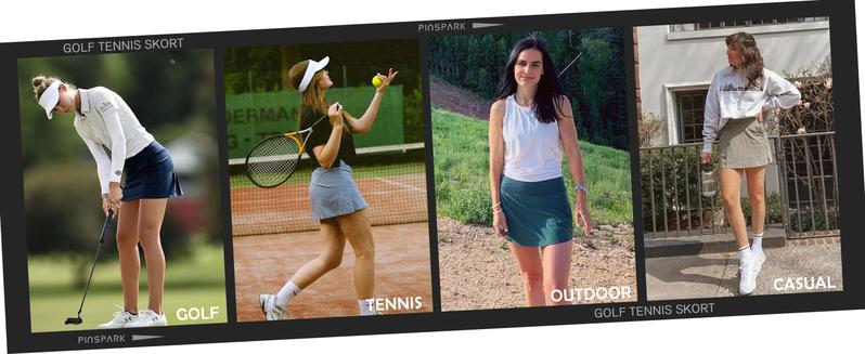 PINSPARK Golf Skirts for Women High Waisted Tennis Skort Skirts with 3 Pockets A Line Athletic Skirt Pickleball Workout