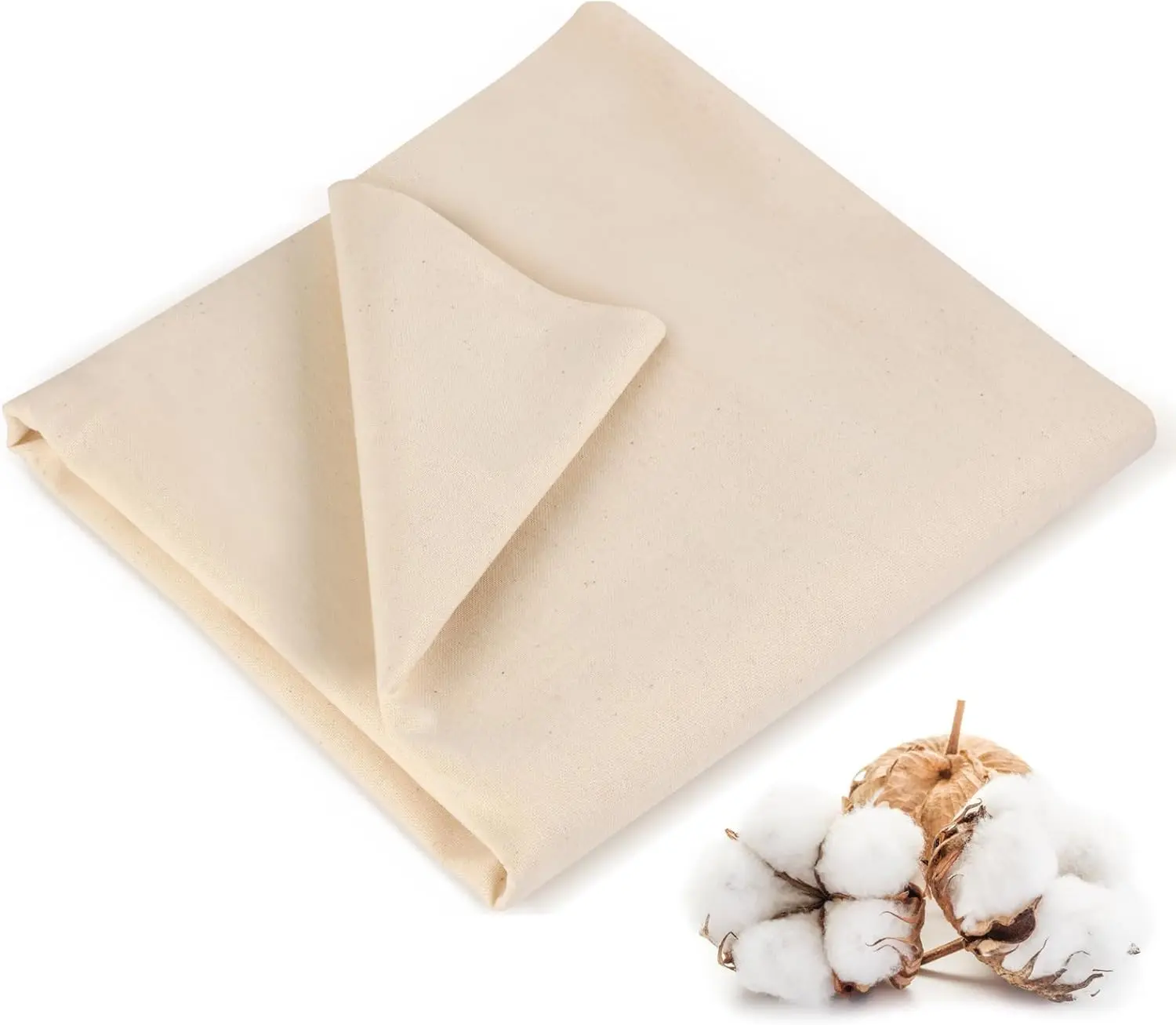 100% Cotton Fabric, 63 in x 1.3 Yard Unbleached Muslin Fabric, Medium Weight Linen Fabric by The Yard for Sewing Embroidery, Garments, Arts and Crafts