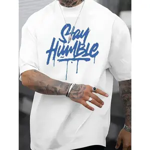 Stay Humble Cotton Tee1 pc Men's Casual Novelty "Stay Humble" T-shirt - Lettering Print Short Sleeved Summer Top Novelty Graphic T Shirt funny tshirt Undershirts Tees Casual Streetwear Classic Plain Men's Women Cotton Moisture Wicking Short Sleeve Crew