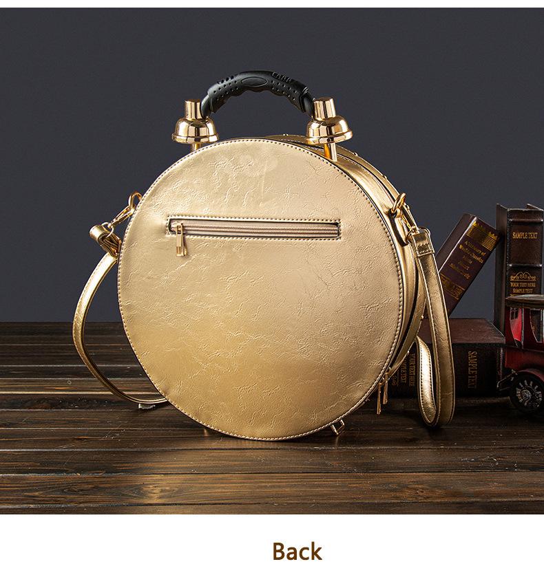 Ladies' Retro Roman Digital Clock Face Crossbody Bag with Adjustable Straps Golden Hardware Zipper Closure Bell-shaped Design Large Dial Black Hands Casual Flap Pocket