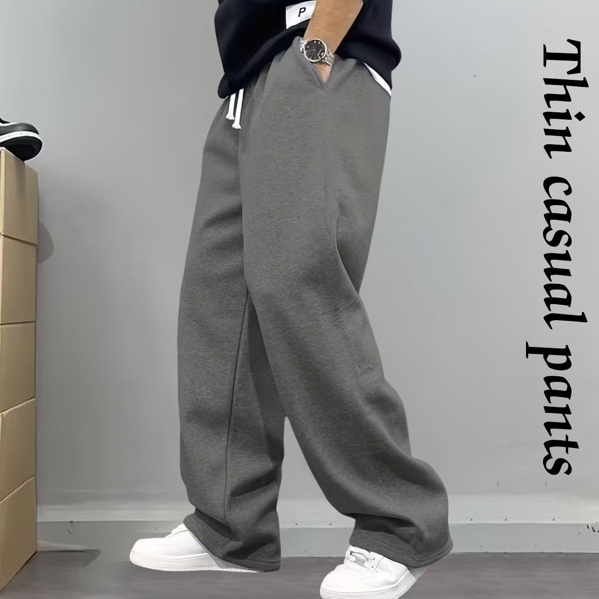 Men's Casual Jogger Pants - Elastic waistband with drawstring design, side pockets, all-season athletic style pants, comfortable fabric, durable material suitable for sports, workouts, and outdoor activities jin grey sweatpants