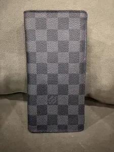 Pre-owned Louis Vuitton Canvas Small Leather Goods Damier Graphite Portefeuille Brazza Wallet