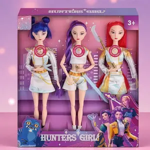 Kpop Monster Girls Group Cartoon Figure Display, Play Theme Music, Theme Character Figurine Collection, Unique Holiday Gifts, K-popl Doll Merch Gift, Anime Action Figure