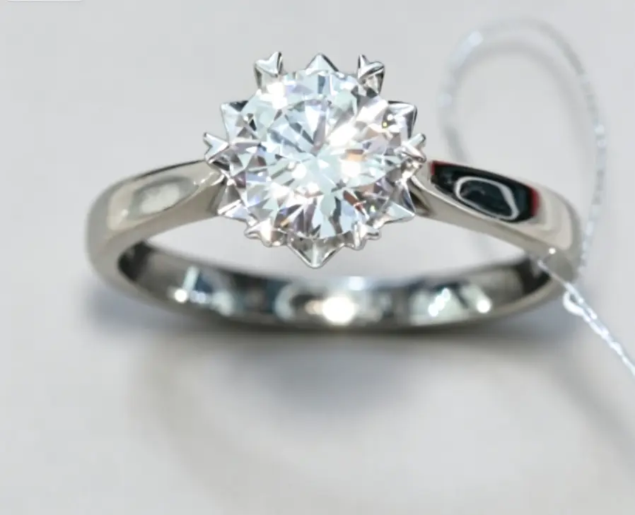 1.02CT Snowflake 6 Prong Round Lab Grown Diamond Ring, DE VVS Bridal Promise Wedding Ring 925 Sterling Silver For Women Engagement Ring Gift