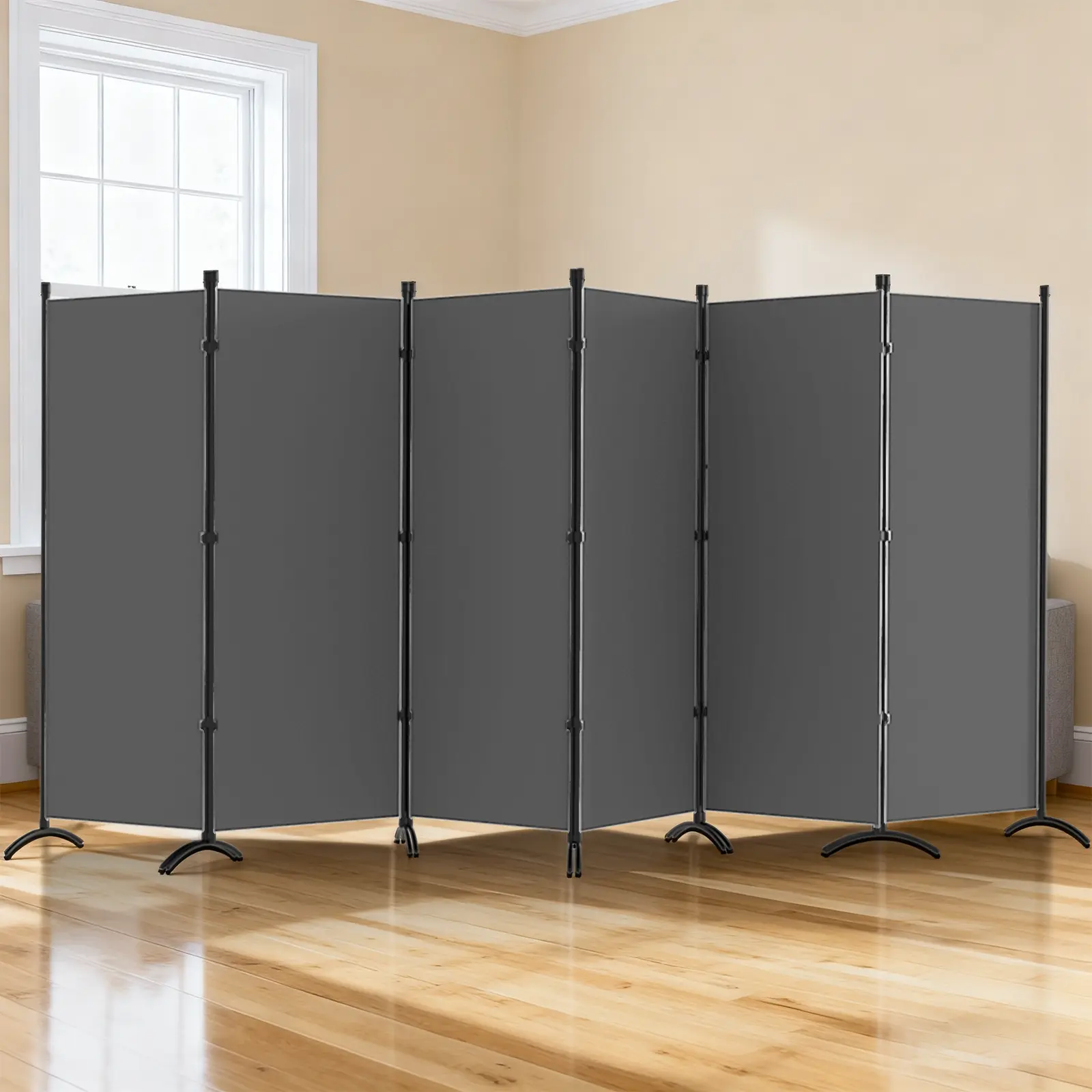 Grezone 6-Panel Freestanding Room Partition - Portable Fabric Adjustable Room Divider, Indoor Folding Screen for Bedroom Separation, Mother's Day Gift, Freestanding Room Partitions summerwins