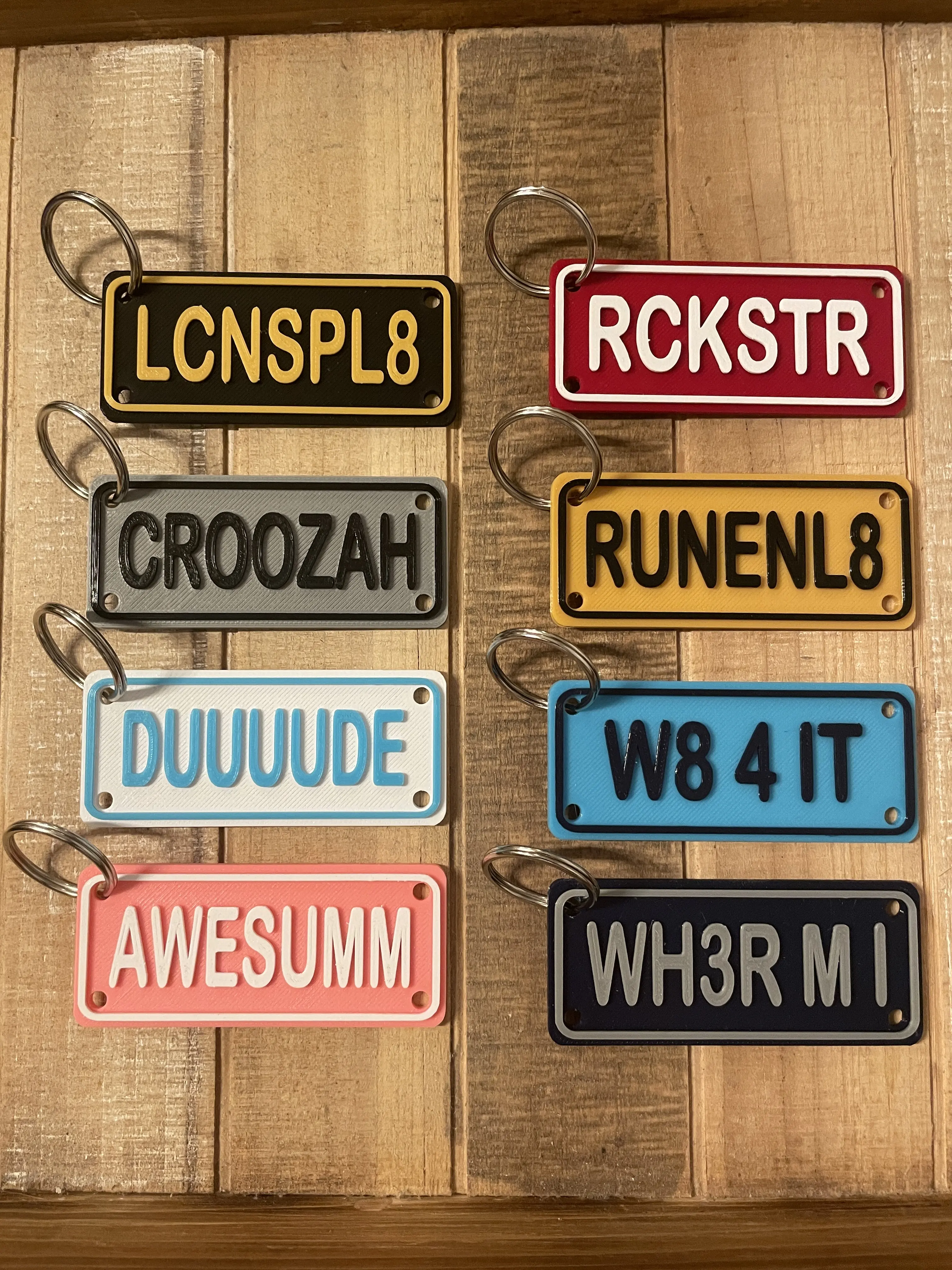 Customizable Mini License Plate Keychain, Bag Tag, Luggage Tag, Lunchbox Tag, or Zipper Pull - Choose your colors and name!