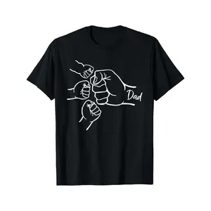 Cotton Fist Bump Dad of Three T-Shirt, Father of 3 Graphic Tee for Men, Happy Father’s Day Daddy Shirt with Cute Kids Fist Bump Design, Funny Dad Gift Tee for Father’s Day, Birthday, or Everyday Casual Wear