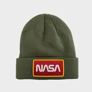 Men's NASA Patch Beanie - Olive Green