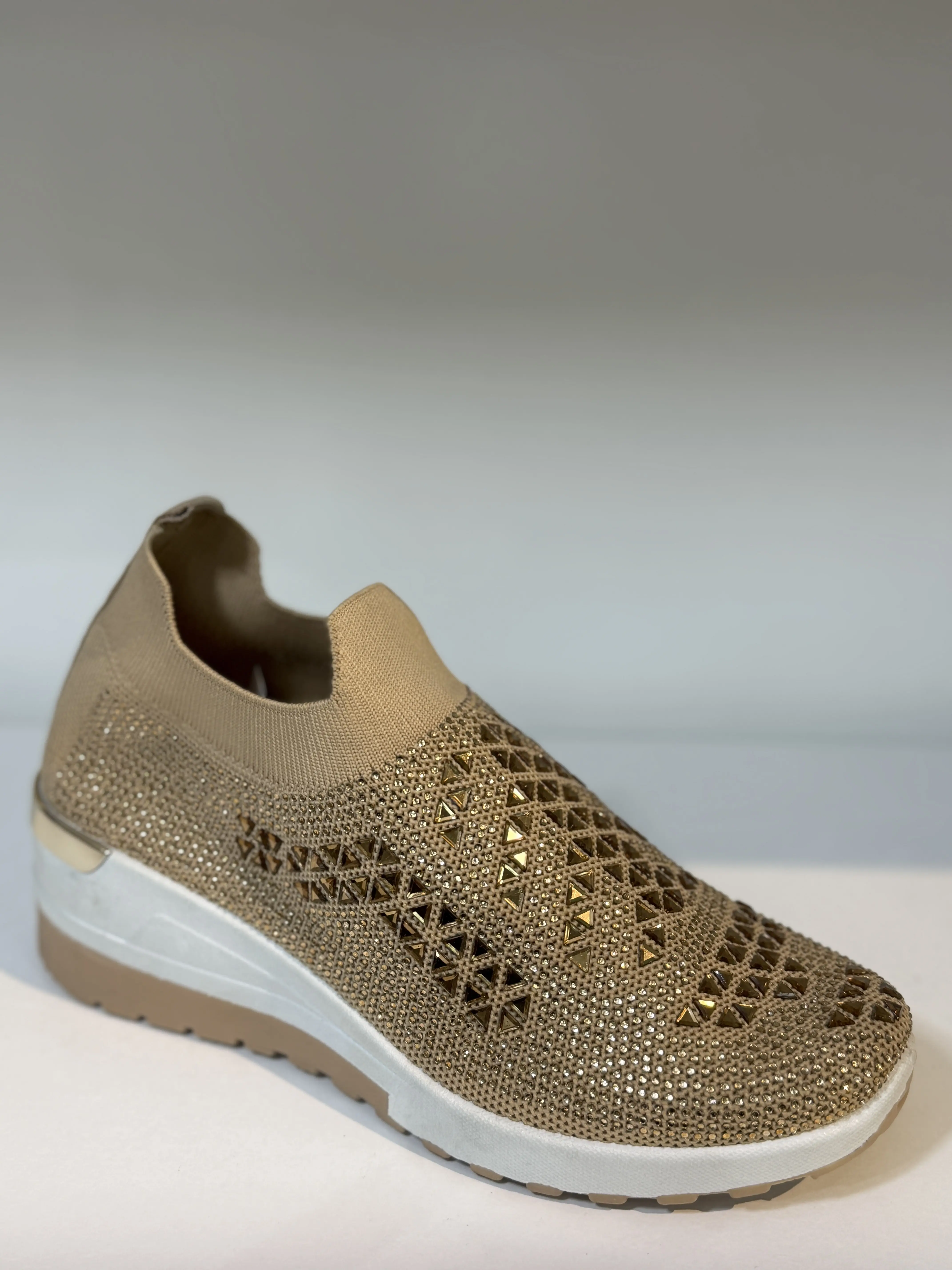 Women's Stylish Casual Sparkly Rhinestone Slip-On Wedge Sneakers - Shoe, Footwear with Slip-On Entry Keeps Mornings Simple