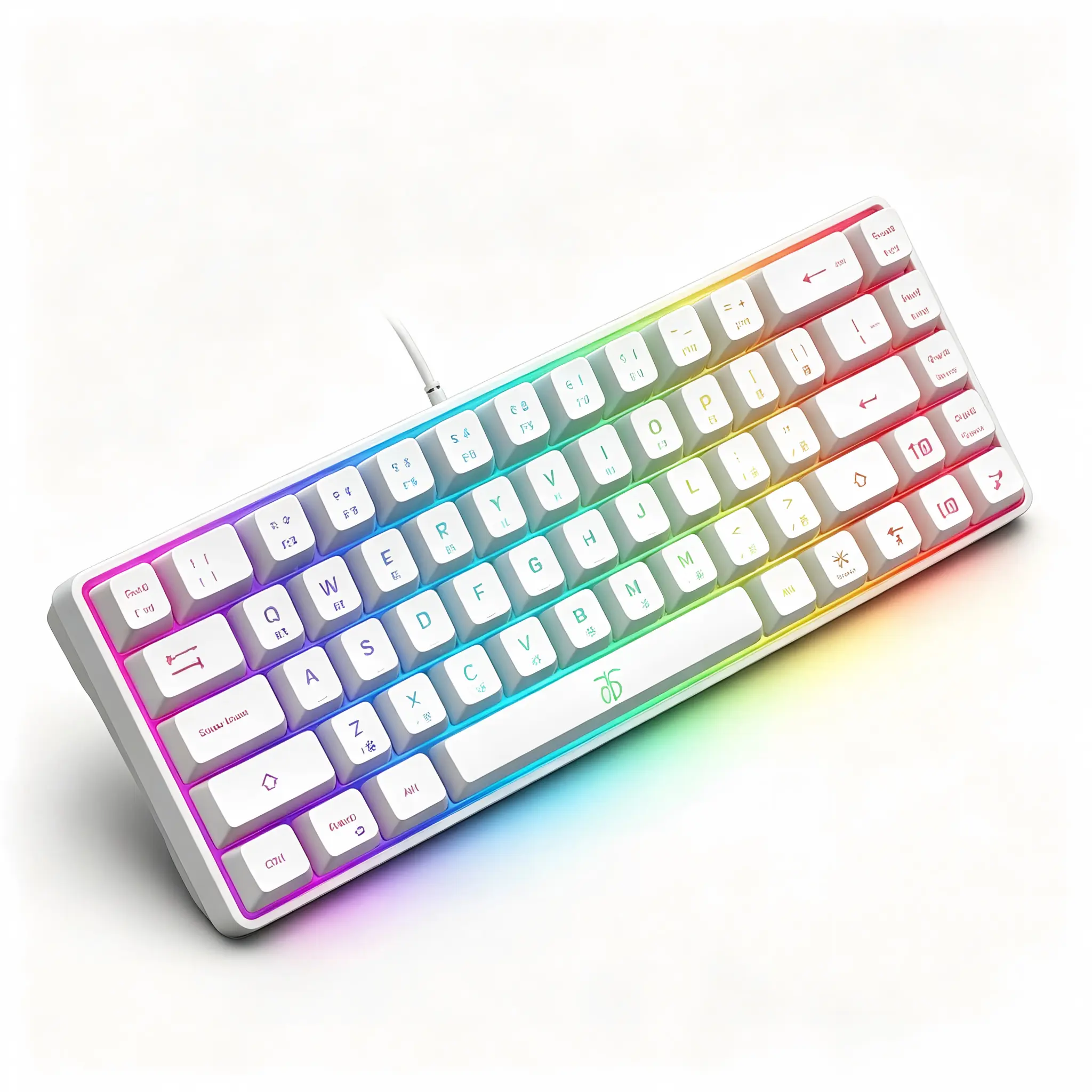 60 Percent Gaming Keyboard, 68-Key Mini Compact Membrane Keyboard with RGB Lighting, Ergonomic Design, Mechanical Tactile Feedback, Wired for Windows PC Desktops & Laptops (Gaming, Office Typing), 60 Percent Keyboard