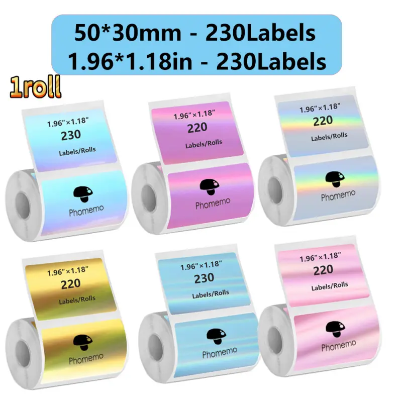 1 roll of 50x30mm laser label paper color label roll, Office Supplies, suitable for phomemo M110/M200/M120/M220 E210 P50 P1
