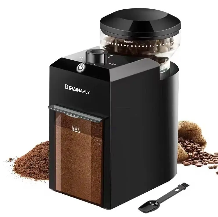 Automatic Burr Coffee Grinder - Corded Electric Bean Mill with 28 Adjustable Grind Levels, Burr Grinding, 1-Touch Operation, Beginner-Friendly, Consistent Uniform Grounds, Cleaning Brush, US Plug, Coffee Equipment