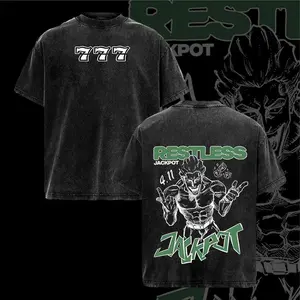 Kinji Hakari Vintage Washed Oversized T-Shirt, Fever Mode Sorcerer Graphic Tee, Unisex Streetwear Anime Soft Cotton Top Outfit for Men, Casual Menswear Gift for Manga Fans