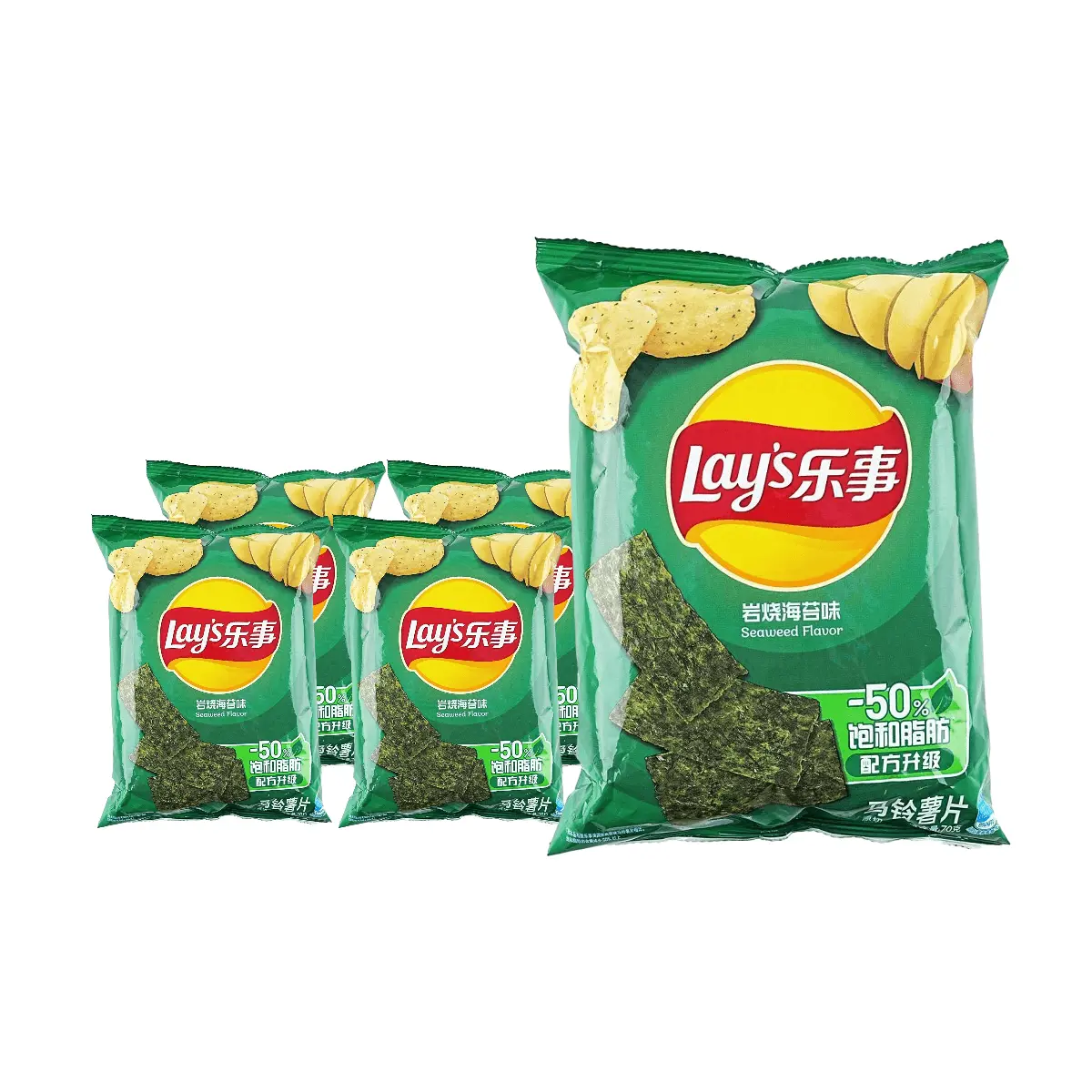 Lay's China Potato Chips, Roasted Seaweed Flavor, 70g Bag (5-Pack Value Bundle)