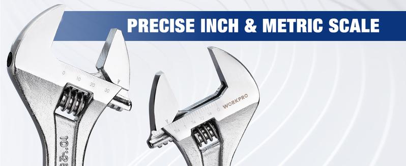 #JumpstartSale WORKPRO 3-pack Adjustable Wrench Set, Cr-V Wide Jaw Wrench With Rubber Anti-Slip Grip, 6-inch, 8-inch, 10-inch with Metric/SAE Scales, Chrome Plated