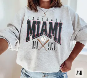Vintage Miami Baseball Sweatshirt | Retro Miami T-Shirt or Hoodie for Fans | Florida Game Day Apparel