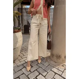 Carmen Ecru Tie Waist Pants