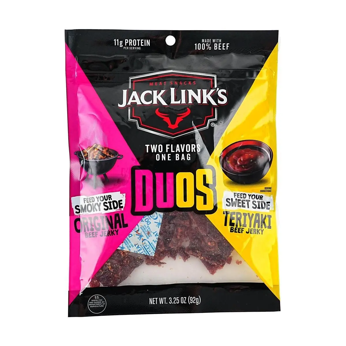 Jack Link's Beef Jerky Original & Teriyaki Flavor - 92g, Low Calorie, High Protein Healthy Snack