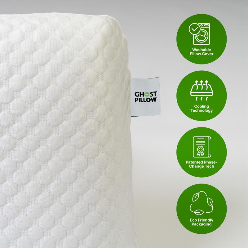 GhostBed Gel Memory Foam Pillow with Cooling Cover and Patented phase-change material GhostBed Gel Memory Foam Pillow with Cooling Cover and Patented phase-change material