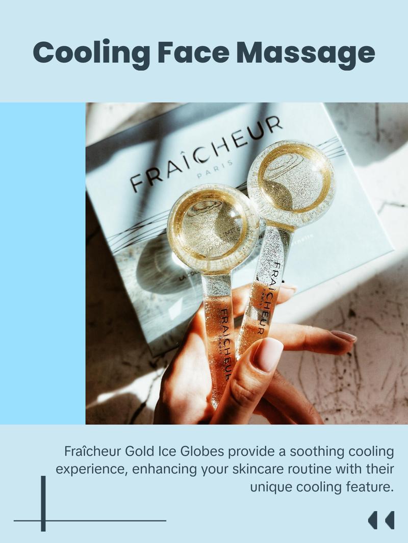 Fraîcheur Gold Ice Globes - Premium Cooling Face Massage Tools for Glowing Skin - Boosts Circulation Reduces Puffiness Tightens Skin - Ideal for Daily Skincare & Relaxation