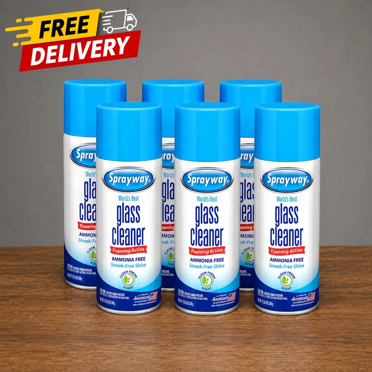 Sprayway Glass Cleaner 15oz Pack of 6 | Foaming Glass Cleaner Spray, Streak-Free Shine, Removes Fingerprints, Dust & Smoke Film