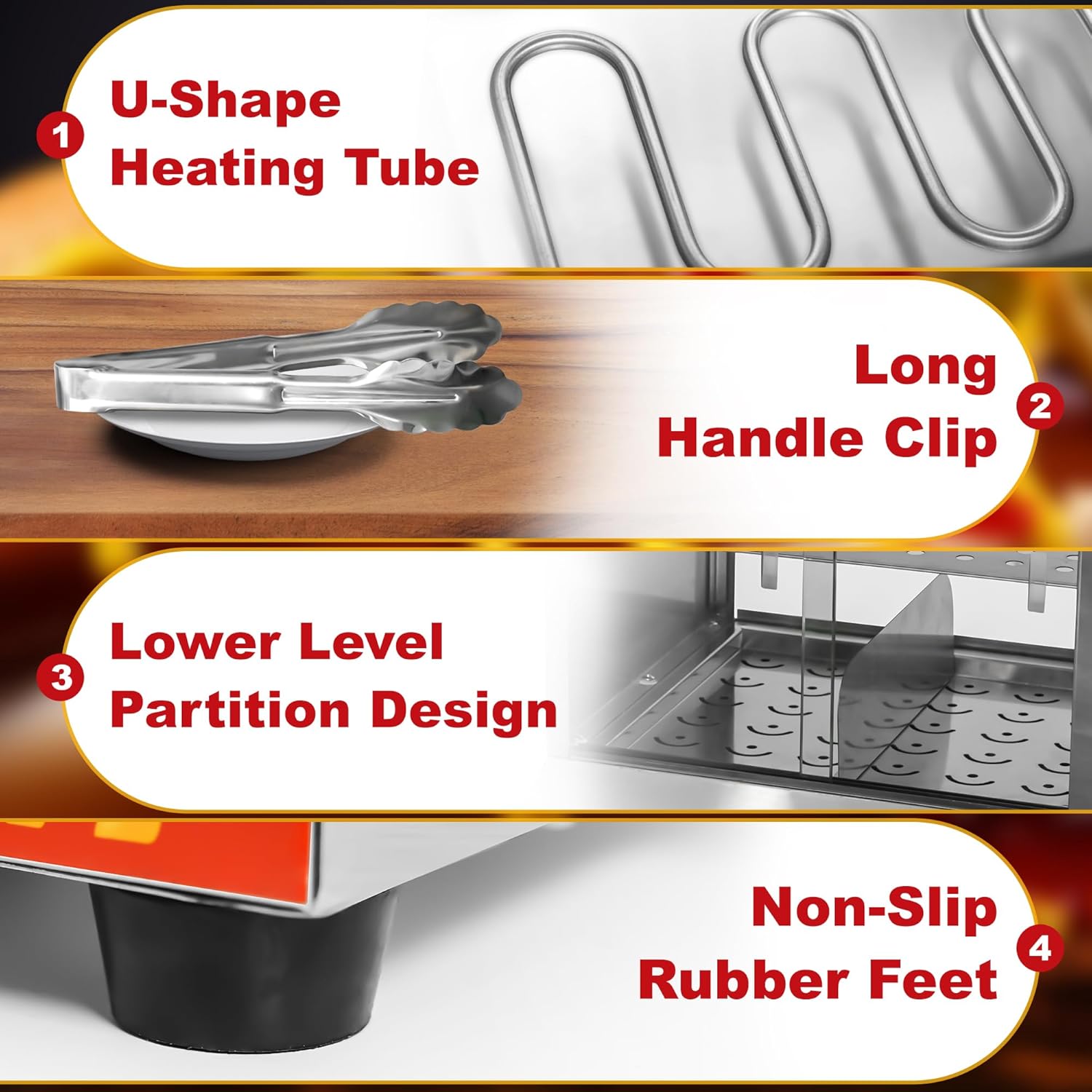 32QT Hot Dog Steamer, 2-Tier Stainless Steel Hot Dog Hut Steamer with Bun Warmer, Electric Hot Dog Bun Steamer with Sliding Door and Clip, Hold 175 Hotdogs and 40 Buns, 32℉-185℉ Temp Control, 1000W