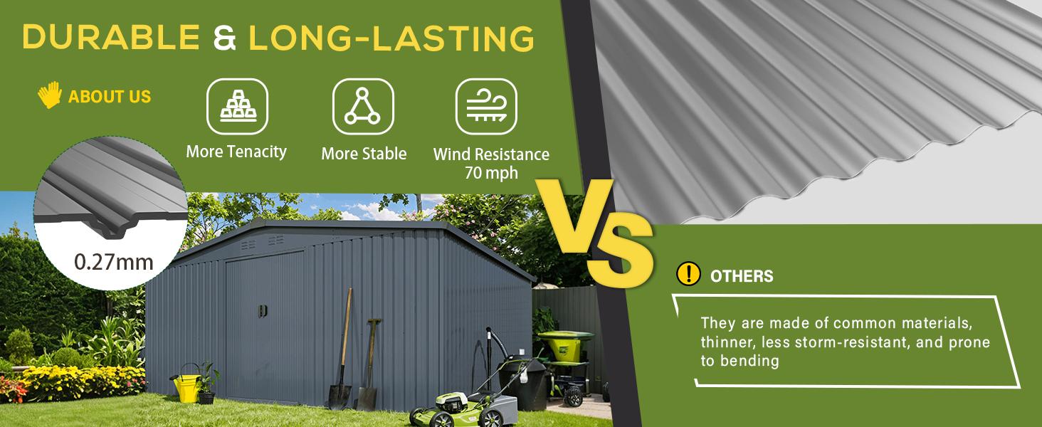 【3 Package shipping】YODOLLA 12' x 14' Outdoor Storage Shed - Large Metal Tool Shed for Backyard Organization & Clearance Sale - Modern Organizer