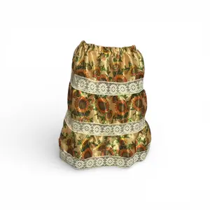 Sunflower Spiritual Skirt for Women – Handmade Satin Floral Santeria Skirt with Elastic Waist, Regular Size, Ritual and Cultural Wear