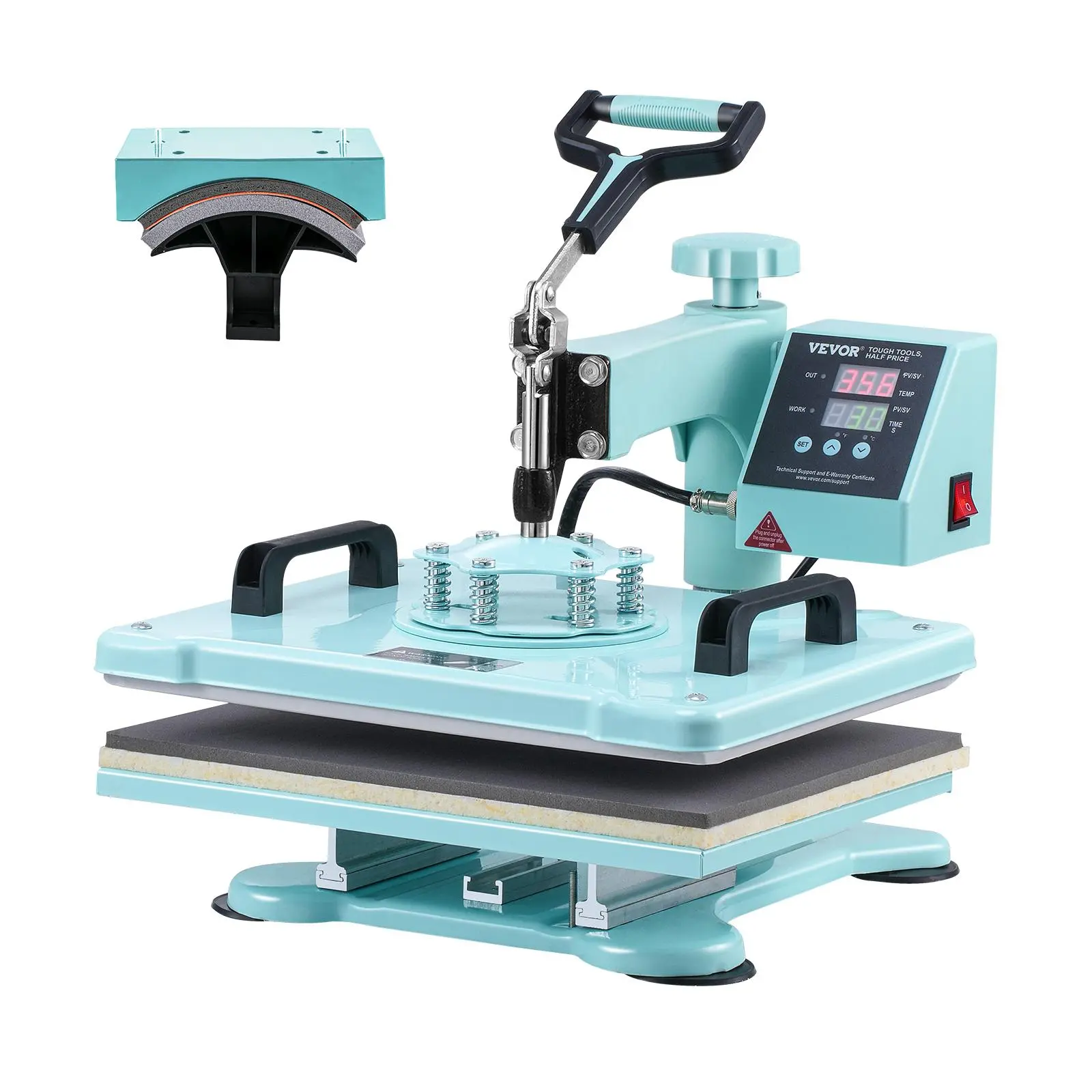 【Summerfinds】VEVOR Heat Press Machine 12 x 15 inch2 in 1 Heat Transfer Machine with Hat Press360° Swing Away T-Shirt Pressing MachineDigital Precise ControlFast Even Heating for T-Shirts/Hats/CapsGreen,dorm essentials,home essentials