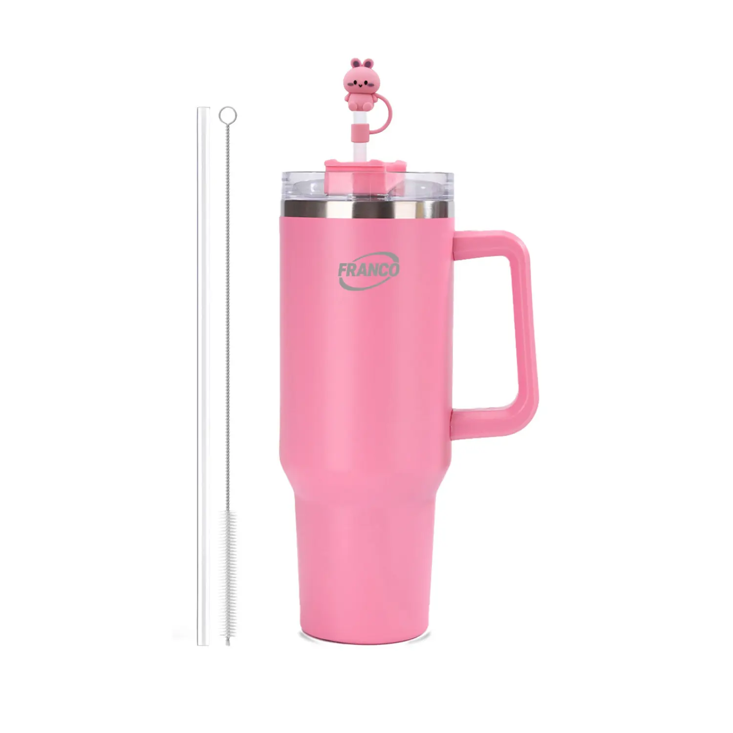 Franco 40oz Stainless Steel Tumbler with Handle, Straw Cleaner & Surprise Straw Cover
