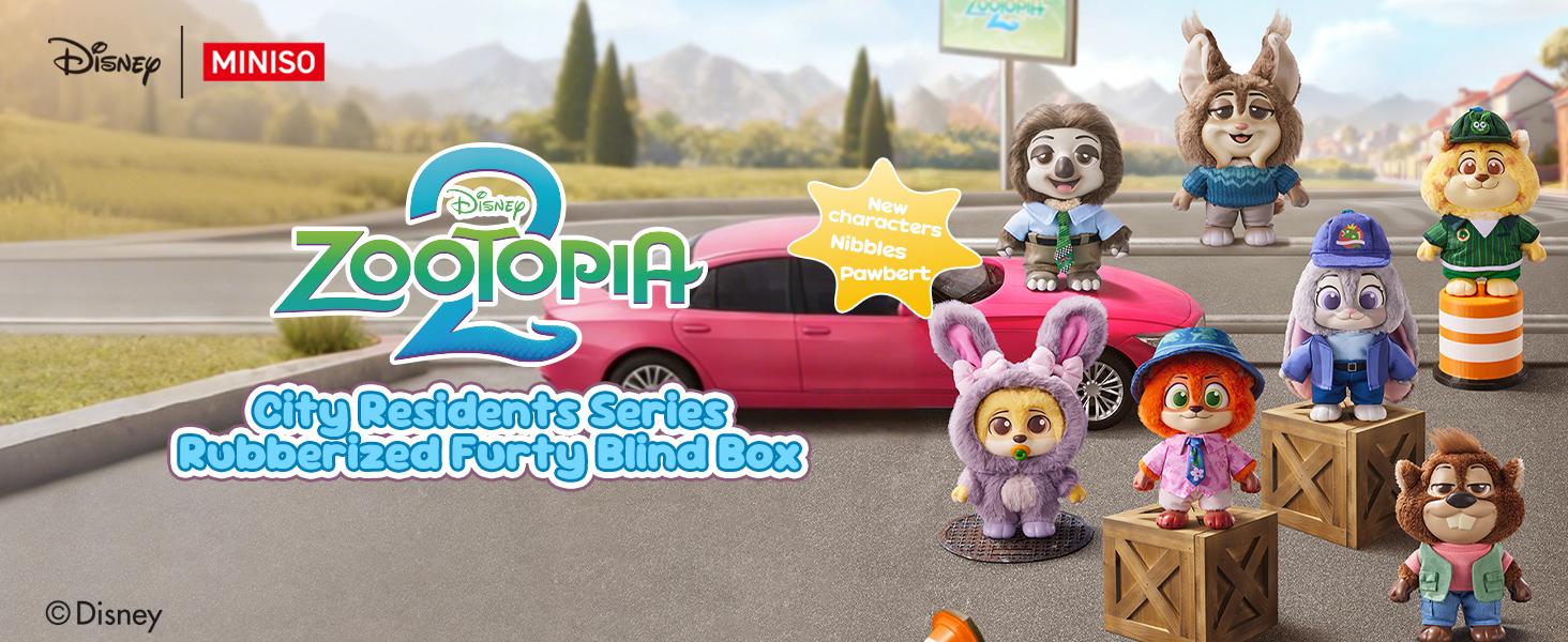 Disney Zootopia City Residents Series Vinyl Plush Blind Box, Cute Mystery Collectible Figures, Gift & Surprise Toy, Bag Pendant