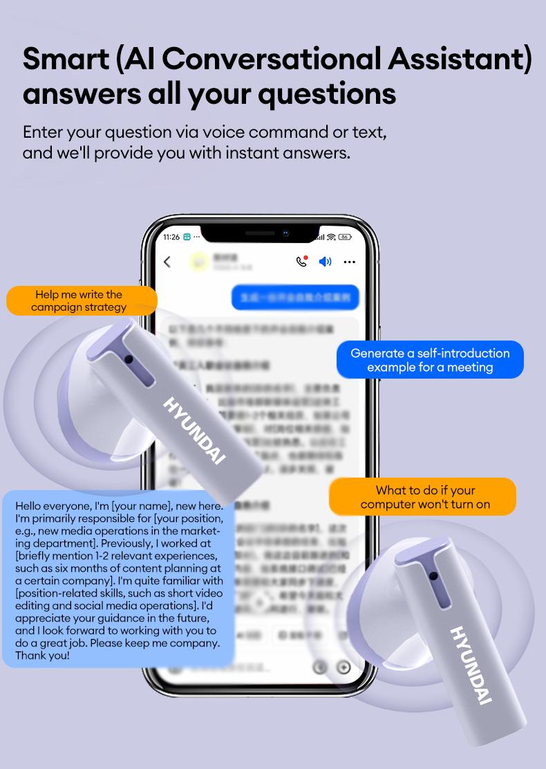 HYUNDAI C19 Multifunctional In-Ear Wireless Headphones with Bible Prayer App, Bluetooth 6.0, LED Smart Screen, Find Earbuds Anti-Loss Function, Hi-Fi Sound, Audio Earbuds for Music, Prayer & Calls, Ideal Gift for Men & Women, Compatible with Android & iOS