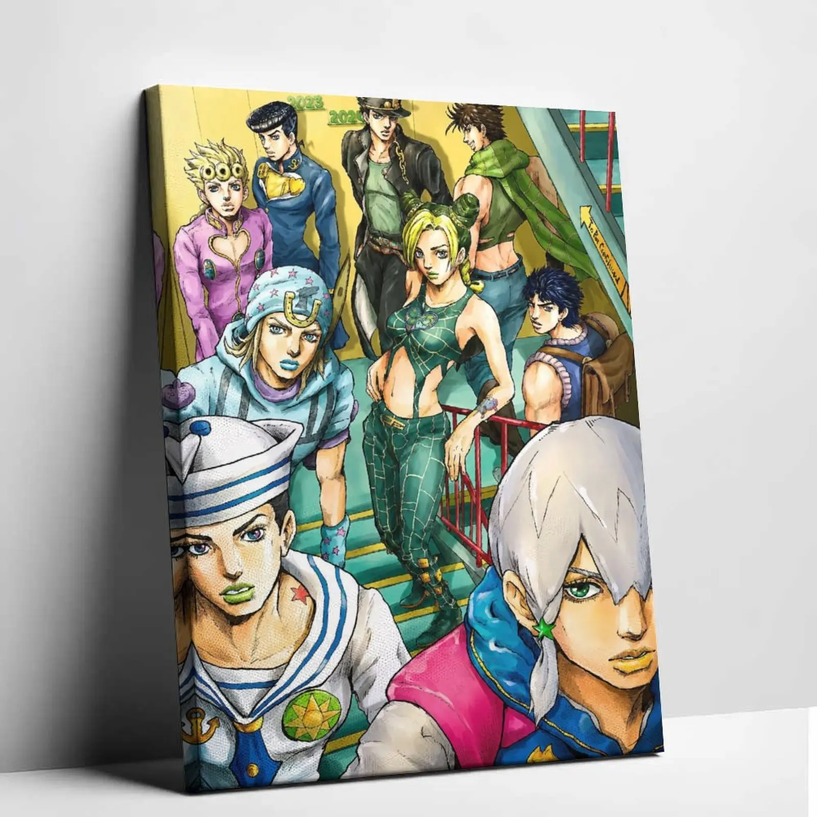Classic JoJo's Bizarre Adventure Anime Canvas Wall Art Print - Retro Artistic Character Group Fashion Illustration, Colorful Vibrancy Home Decor for Bedroom, Dorm, Decoration