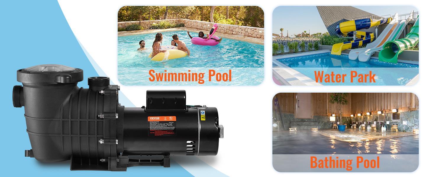 VEVOR Pool Pump 2.0HP 230V, Variable Dual Speed Pumps 1500W, 5520 GPH Max Flow, Powerful Self-priming Swimming Pool Motor for Above Ground Pool, w/ Strainer Filter Basket, ETL Certification