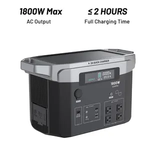 1800W Portable Solar Generator 1536Wh Power Station Equipped with 200W/400W foldable solar panels for your choice, LiFePO4 Battery For RV Travel Camping  Outdoor Home Emergency Backup, 2 Hours Fast Charging usb-c output