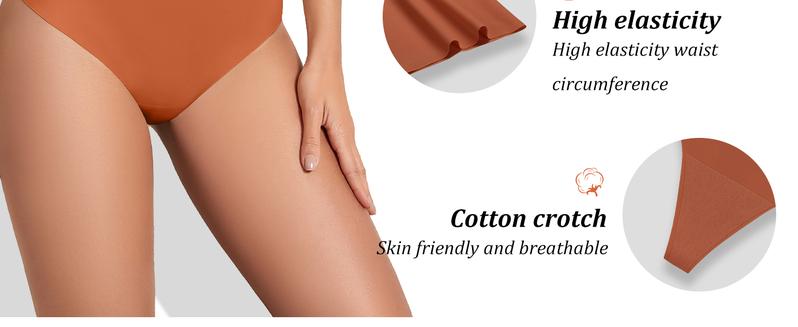 6 Pack Women's High-Waist Seamless  underwear No Show Soft Breathable Underwear Comfy Minimalist comfy Womenswear underwear women thong panties