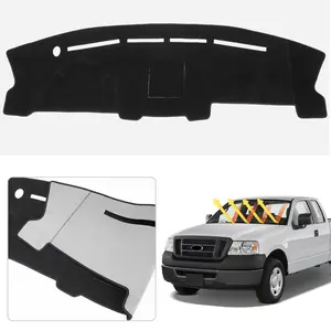 Custom Fit Carpet Dash Mat for 2004-2008 Ford F150 Non-Slip UV Protection Anti-Glare Dashboard Cover Accessories Black & Silver Design