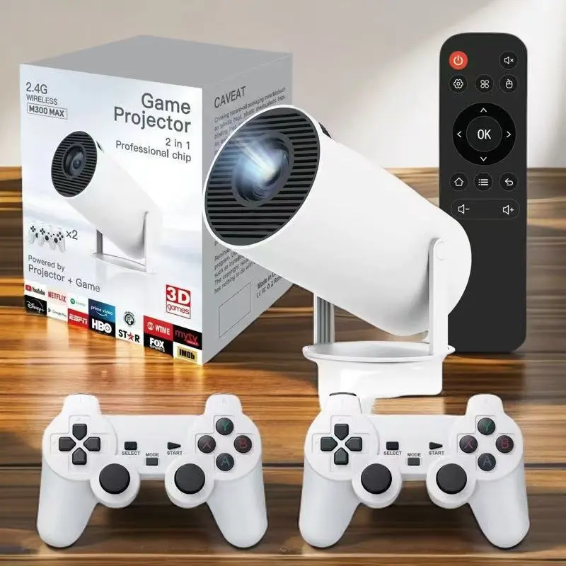 4K Game Projector Android 11, 2.4G/5G WiFi, Auto Keystone, 180° Rotatable, Portable for Home Outdoor Movies & Gaming
