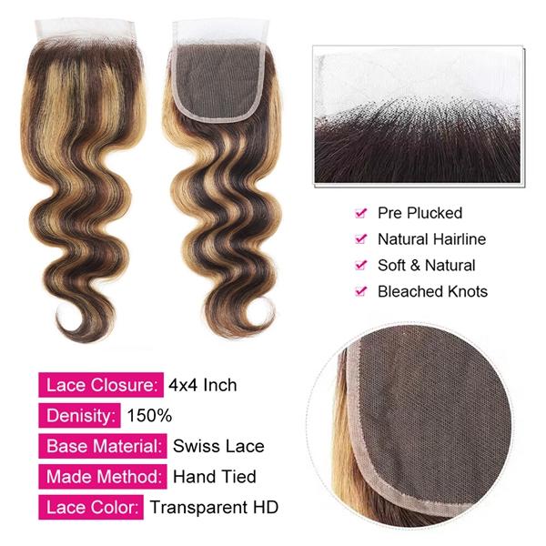 P4/27 Honey Blonde Highlight Body Wave Bundles FB 30 Brown Colored Body Wave Human Hair Weave Bundles Quick Weave Extensions 28 30 Inch #TikTokShopBlackFriday