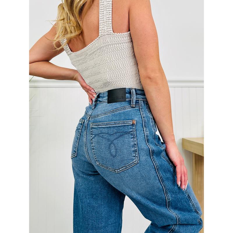 Judy Blue Fresh Curve Barrel Jeans