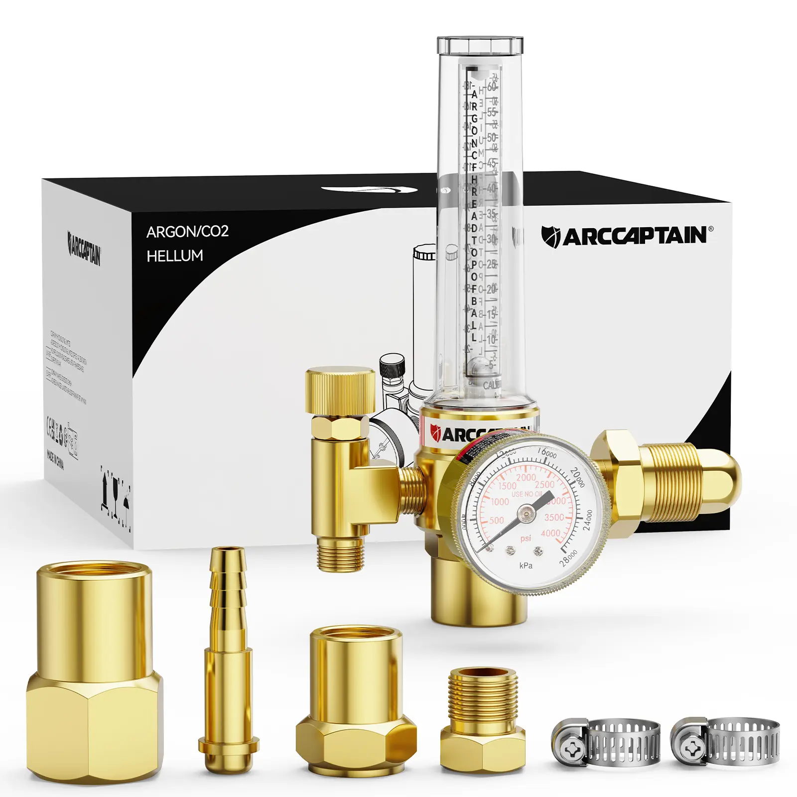 ARCCAPTAIN Argon CO2 Gas Regulator for MIG TIG Gas Welding Gas Pressure Regulator