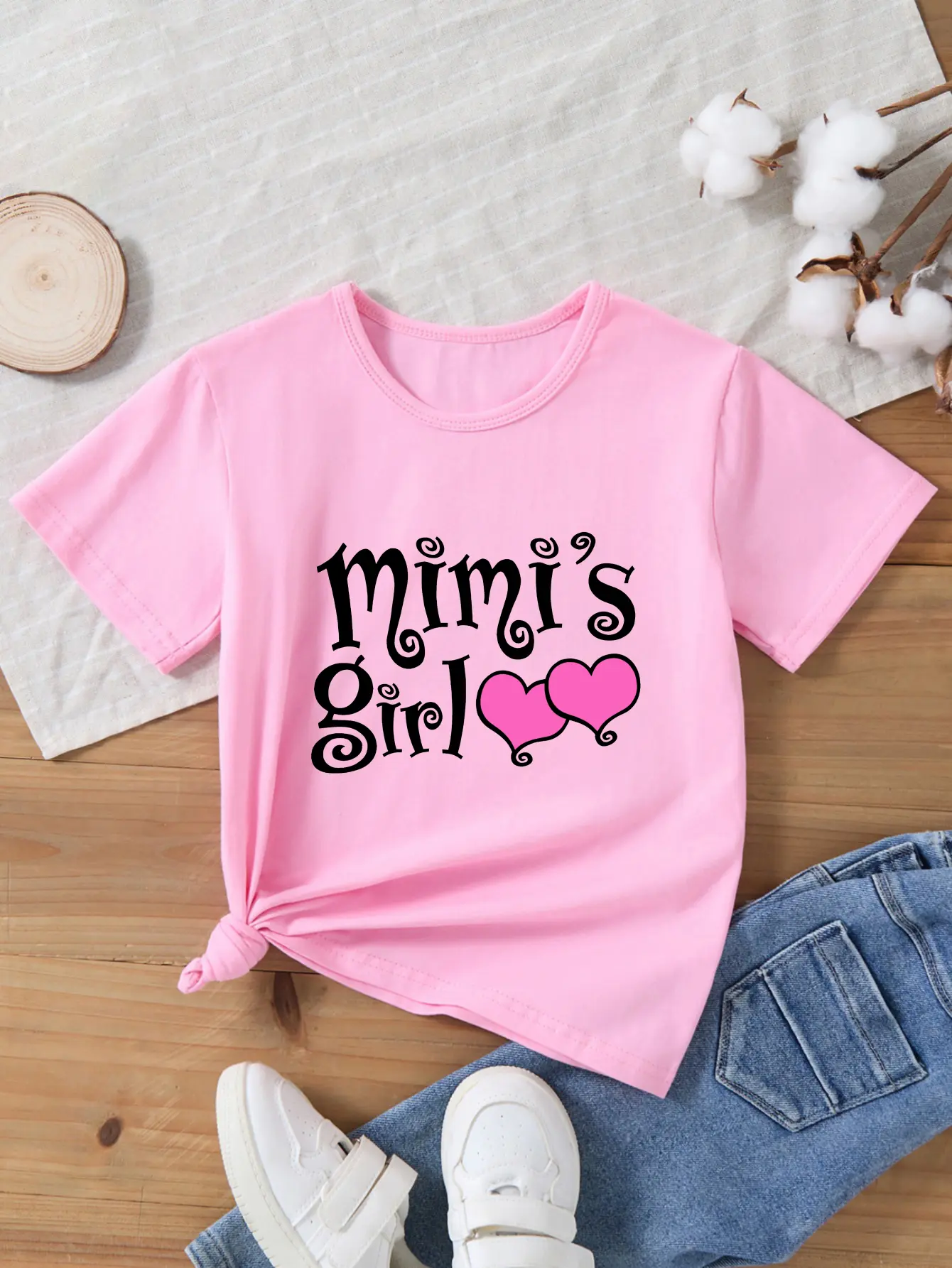 ORYOB [Comfortable Gigi's Girl] Comfortable Classic Cotton Gigi's Girl Girls' Positioning Printed T-Shirt |   Short Sleeve Round Neck, Suitable for Summer, Spring, and Autumn Wear, Casual Daily Wear Children's Clothing, Ideal Gift for Girls