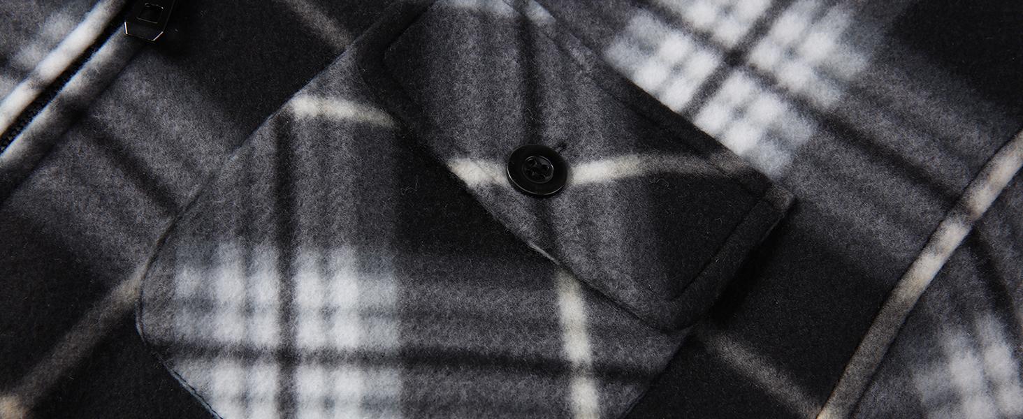 ZITY Men's Fleece Shirt Jacket Wool Sherpa Lined Plaid Design Full Zip Hoodie Winter Coat with Hood and Pockets Classic Style Warm Comfortable Menswear Long Sleeve Checked Garment Tops - Casual